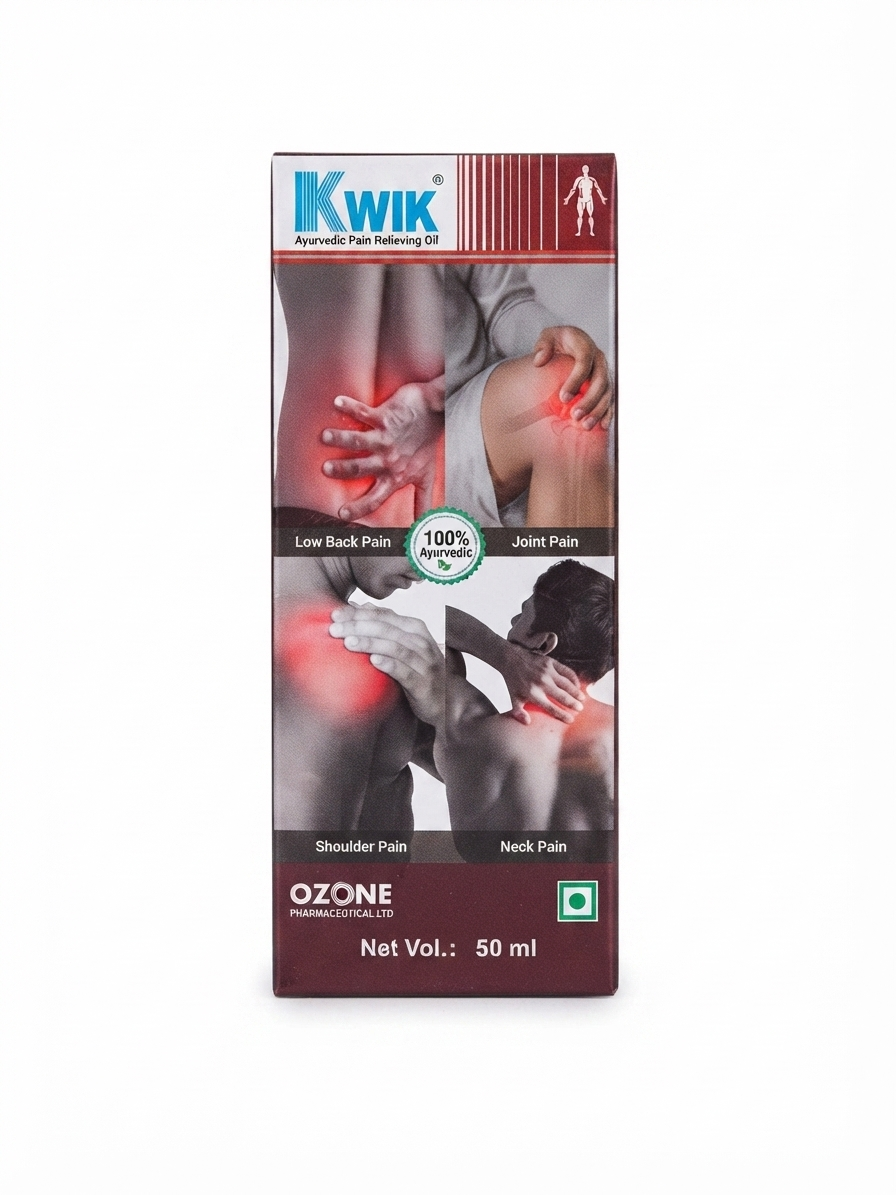 Kwik Ayurvedic Pain Relief Oil | Herbal Massage Oil for Joint, Knee, Back, Neck & Muscle Pain | Fast Absorbing Natural Body Massage Oil for Men & Women