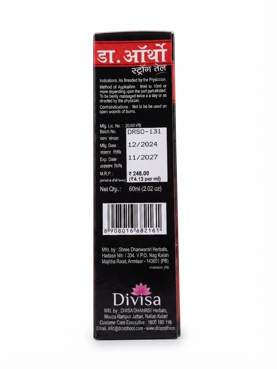 Dr. Ortho Ayurvedic Pain Relief Oil | Herbal Massage Oil for Joint, Knee, Back, Neck & Muscle Pain | Fast Absorbing Body Massage Oil