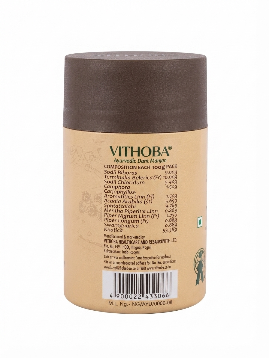 Vithoba Ayurvedic Dant Manjan Powder | Herbal Tooth Powder for Teeth & Gums | Traditional Ayurvedic Oral Care | Natural Dental Care | Fresh Breath | Daily Use