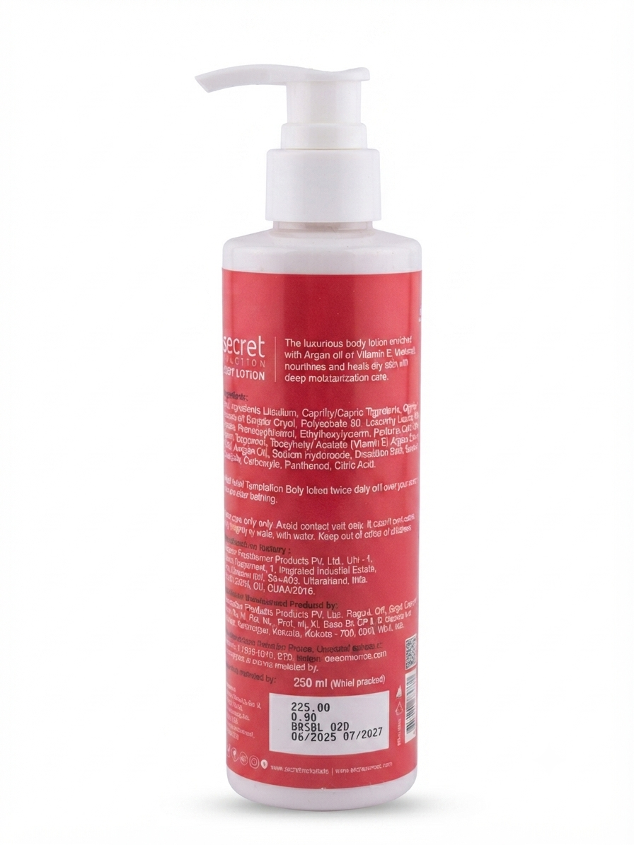Secret Temptation Deep Moisturizing Body Lotion | Argan & Almond Oil | Long Lasting Hydration | Non-Greasy Daily Moisturizer