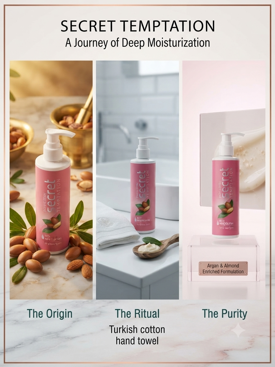 Secret Temptation Deep Moisturizing Body Lotion | Argan & Almond Oil | Long Lasting Hydration | Non-Greasy Daily Moisturizer