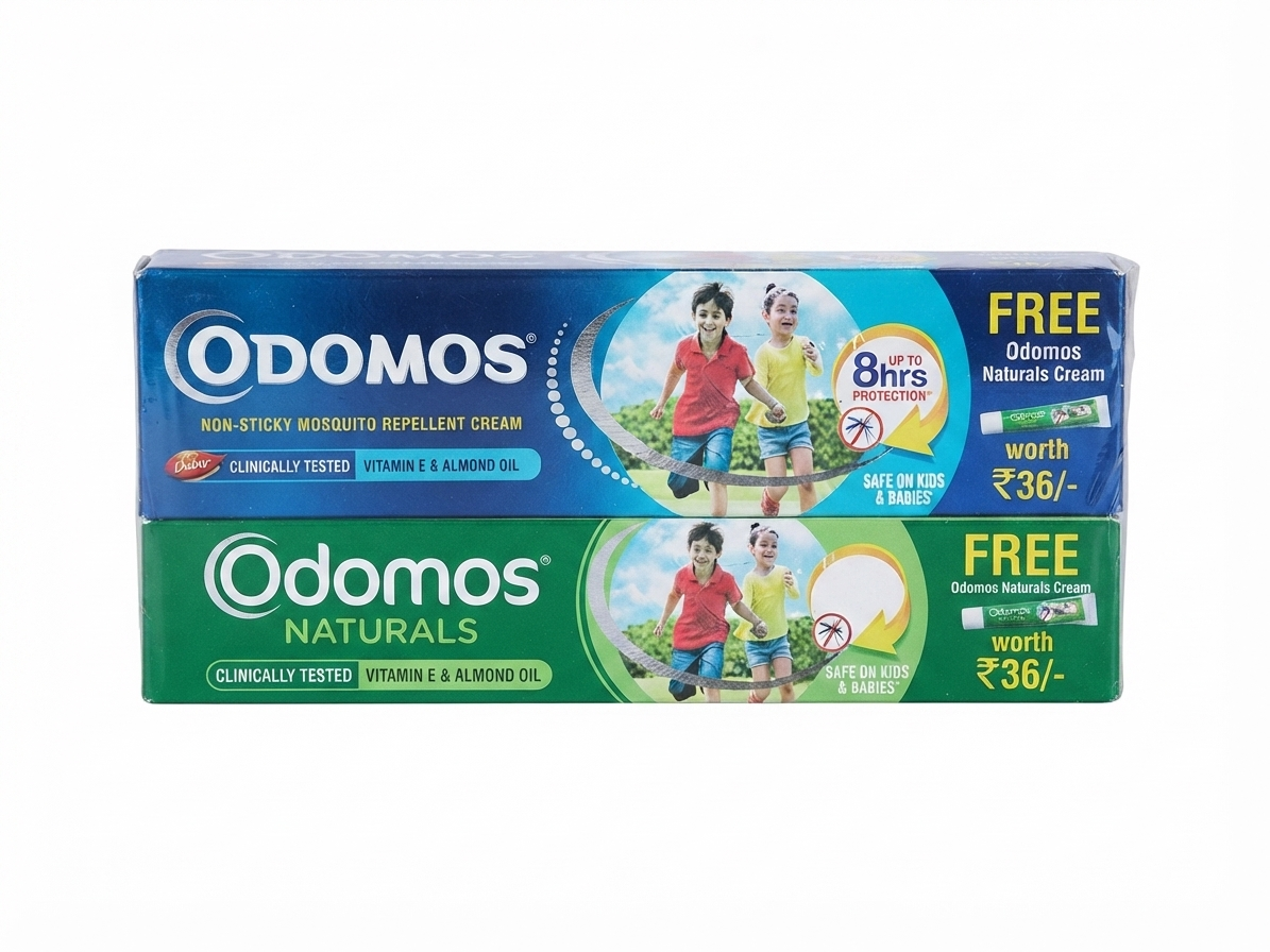 Odomos Mosquito Repellent Cream with Vitamin E & Almond Oil | Non-Sticky Herbal Mosquito Protection | Long Lasting Protection for Family | Safe for Kids & Adults | Travel Friendly
