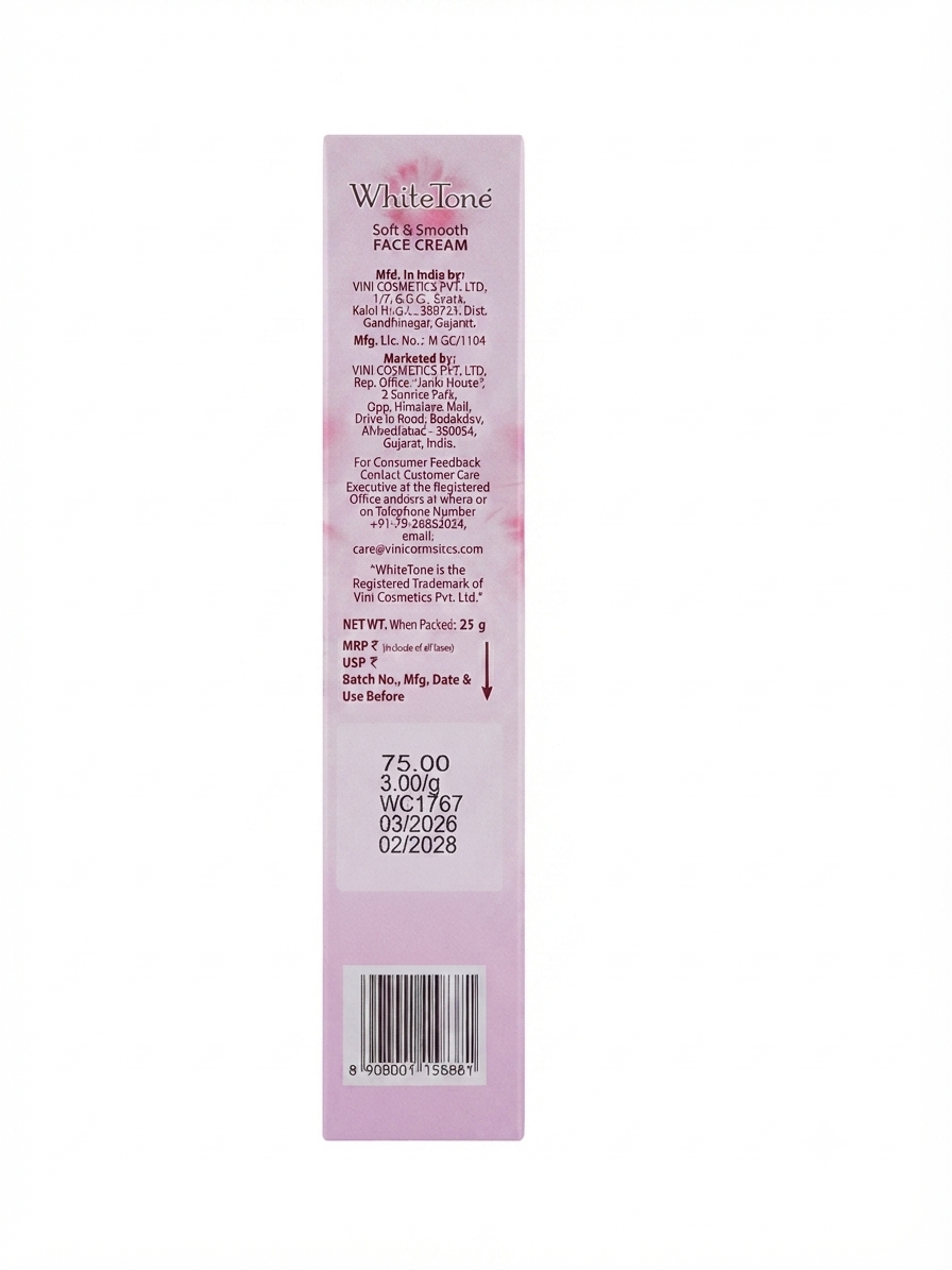White Tone Soft & Smooth Face Cream | Lightweight Daily Moisturizing Face Cream | Hydrating & Non-Greasy Formula | Soft, Smooth & Radiant Looking Skin | Suitable for All Skin Types