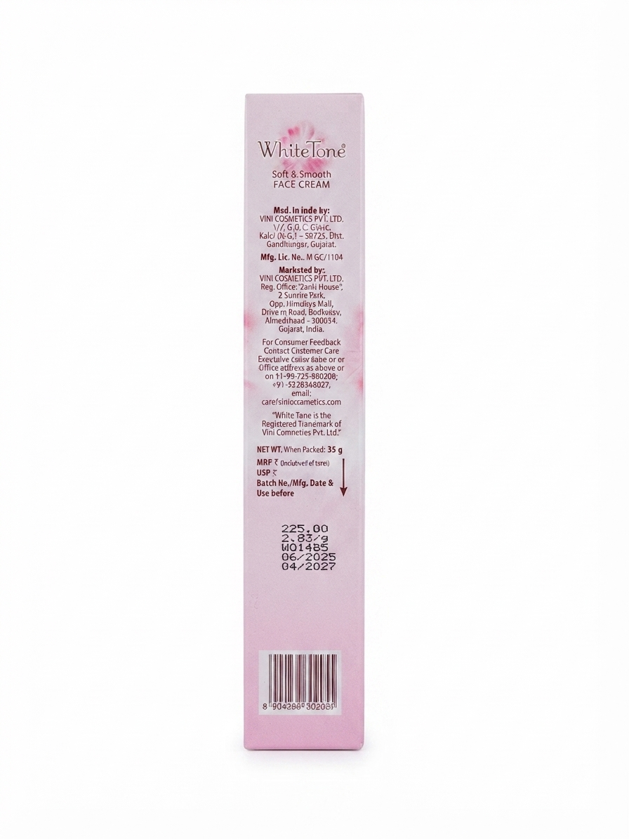 White Tone Soft & Smooth Face Cream | Lightweight Daily Moisturizing Face Cream | Hydrating & Non-Greasy Formula | Soft, Smooth & Radiant Looking Skin | Suitable for All Skin Types
