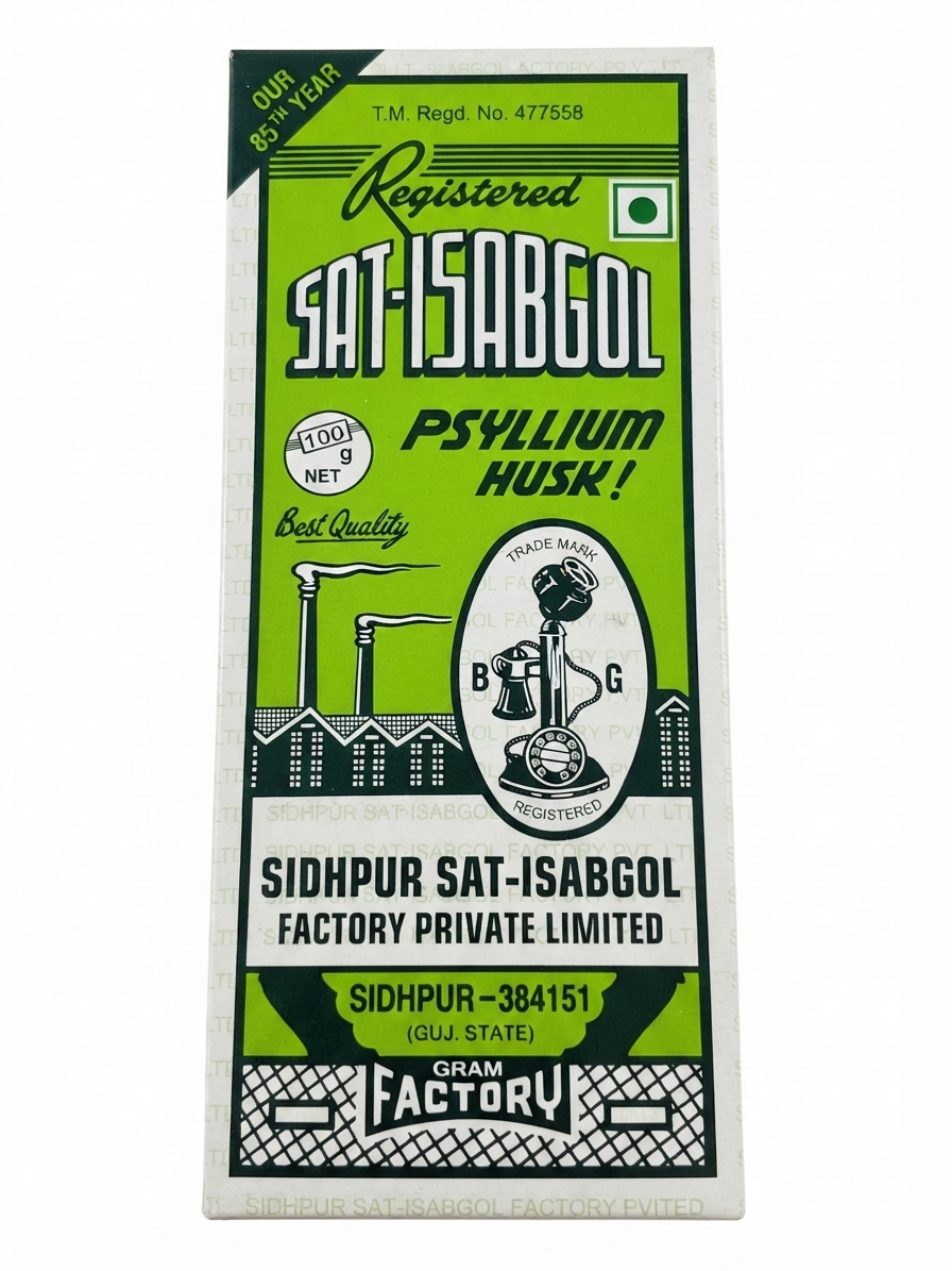 Sidhpur Sat-Isabgol Psyllium Husk | 100% Natural Psyllium Husk | High Fiber Digestive Supplement | Supports Digestive Health & Regularity | Vegetarian | 100g