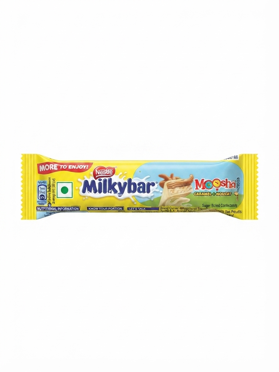 Nestlé Milkybar Moosha White Chocolate Bar with Caramel & Nougat Filling | Creamy White Chocolate | Vegetarian | 25g Snack Bar | Sweet Treat for Kids & Adults