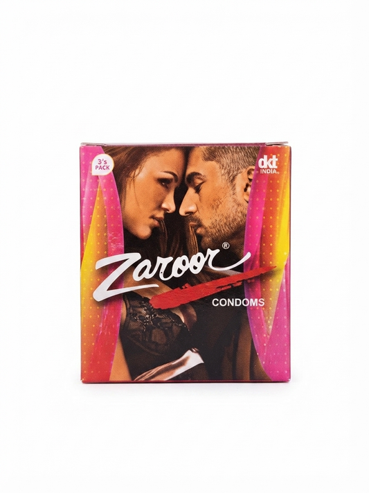 Zaroor Condoms 3 Pack | Natural Rubber Latex Condoms | Smooth Lubricated | Electronically Tested | Vanilla Scent | DKT India