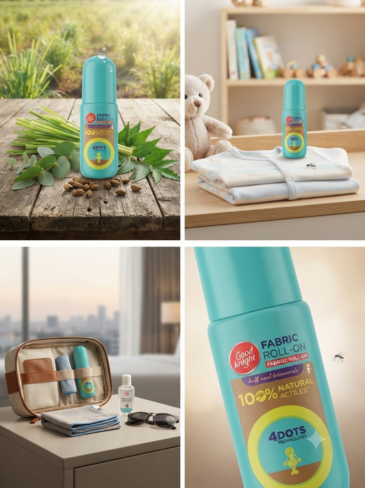 Good Knight Fabric Roll-On Mosquito Repellent for Clothes | 100% Natural Actives with Citronella & Eucalyptus | Fabric Roll-On | Up to 8 Hours Protection | Baby Safe | 8ml
