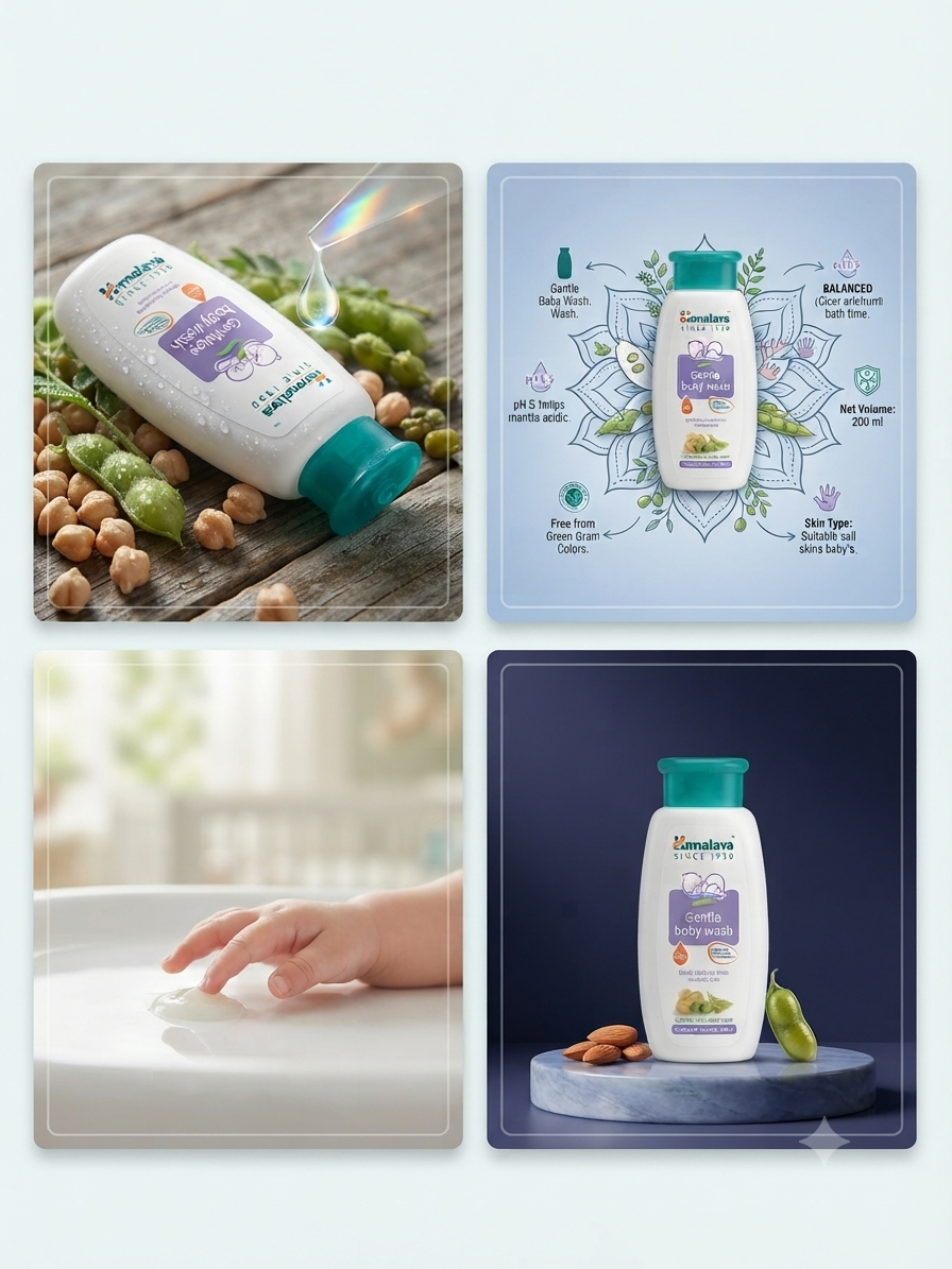 Himalaya Gentle Baby Wash 200ml | Tear-Free Baby Body Wash | pH 5.5 Balanced | Soap-Free Baby Cleanser | Chickpea & Green Gram