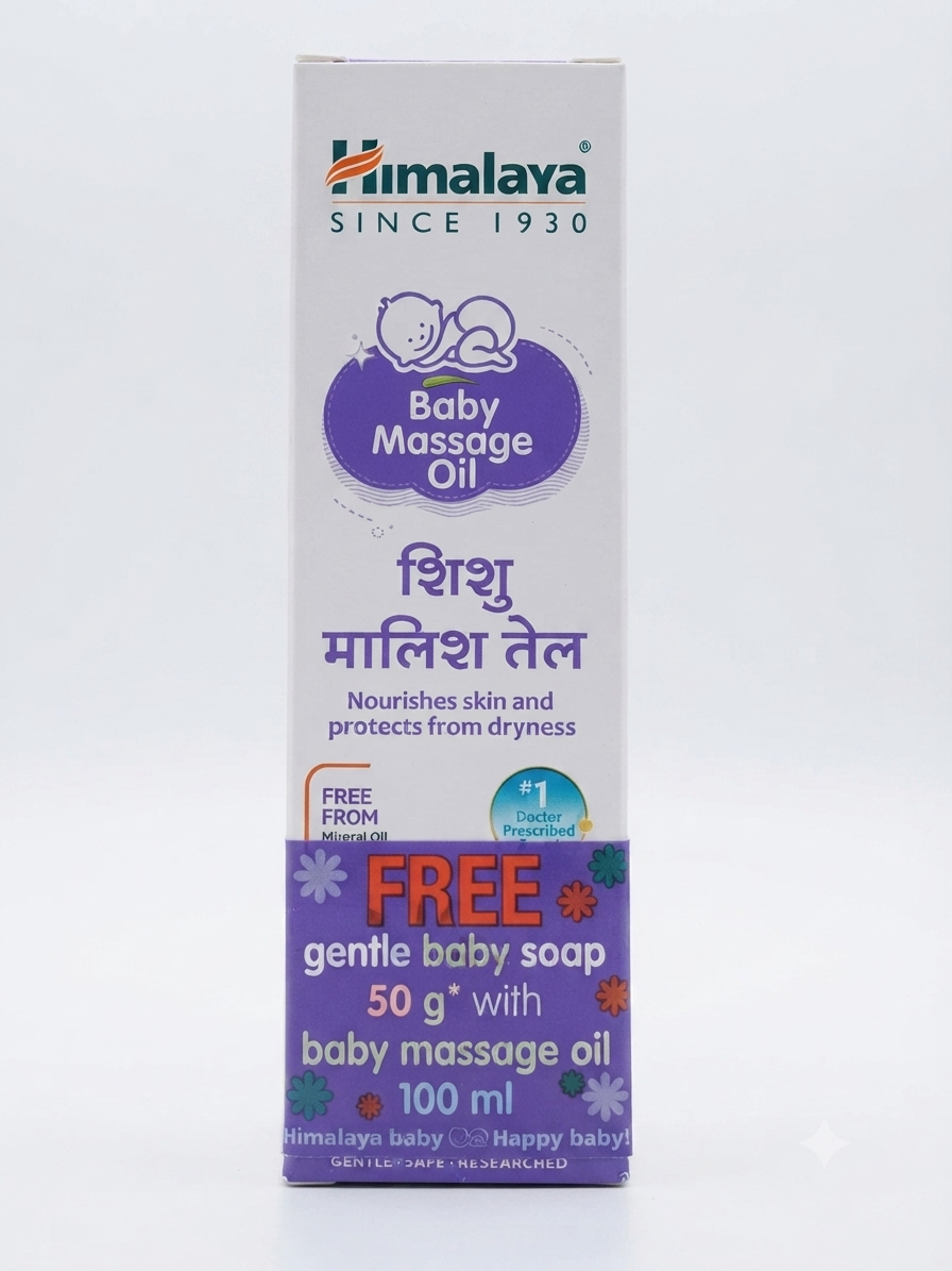 Himalaya Baby Massage Oil 100ml | Natural Herbal Baby Body Oil | Nourishes & Moisturizes Delicate Skin | Ayurvedic Baby Massage Oil | Daily Baby Skin Care