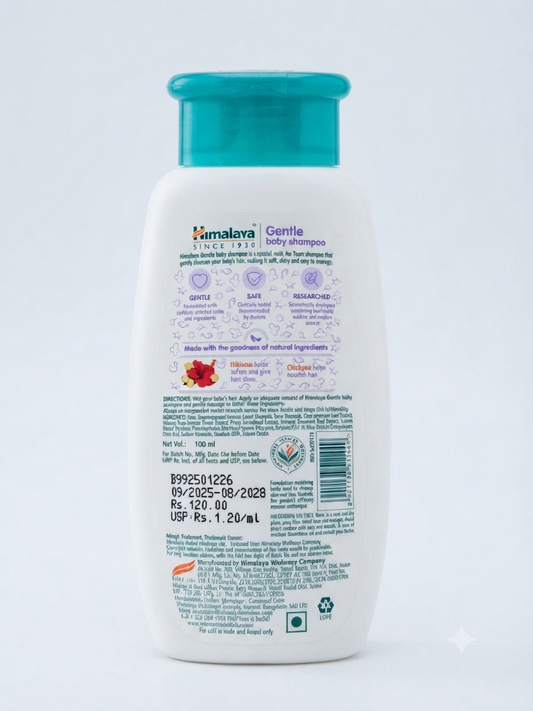 Himalaya Gentle Baby Shampoo 100ml | No Tears Formula | pH 5.5 Balanced | Hibiscus & Chickpea | Sulphate, Paraben & Silicone Free
