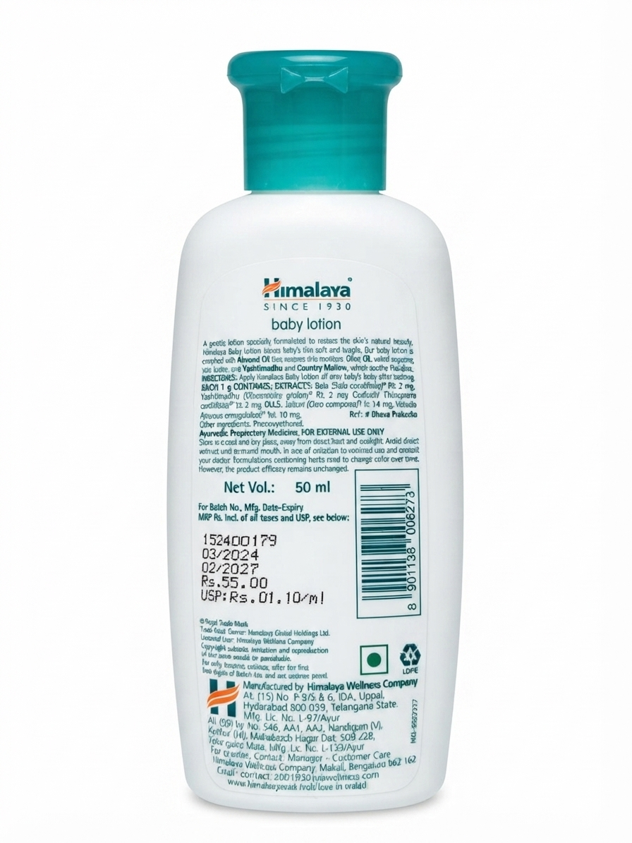 Himalaya Baby Lotion 200ml | Moisturizing Baby Body Lotion with Almond Oil & Olive Oil | Gentle Daily Lotion for Soft & Healthy Baby Skin