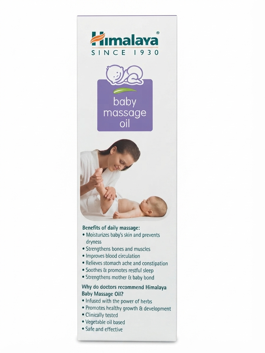 Himalaya Baby Massage Oil 200ml with Free Gentle Baby Soap 75g | Baby Body Massage Oil with Olive Oil & Winter Cherry | Daily Baby Skin Care Combo