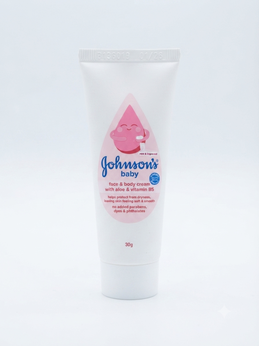 ohnson's Baby Face & Body Cream 30g | Aloe Vera & Vitamin B5 | Gentle Moisturizer for Newborn & Sensitive Skin