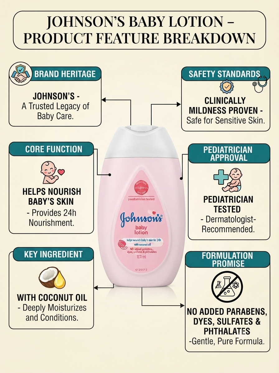 Johnson's Baby Lotion 100ml with Coconut Oil | 24-Hour Moisturizing Baby Body Lotion | Clinically Proven Mildness