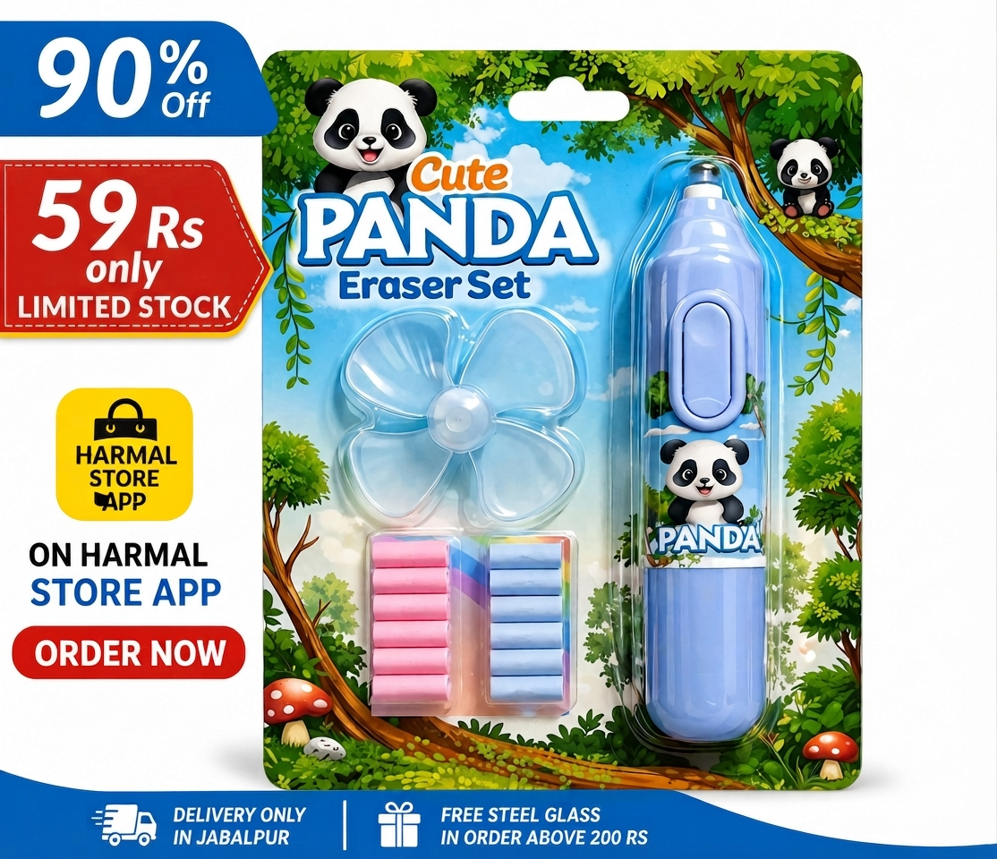 Cute Panda Eraser Set for Kids | Pencil Eraser Kit with Eraser Pen Holder | Non-Toxic Soft Rubber Erasers | School Stationery Gift Set for Boys & Girls