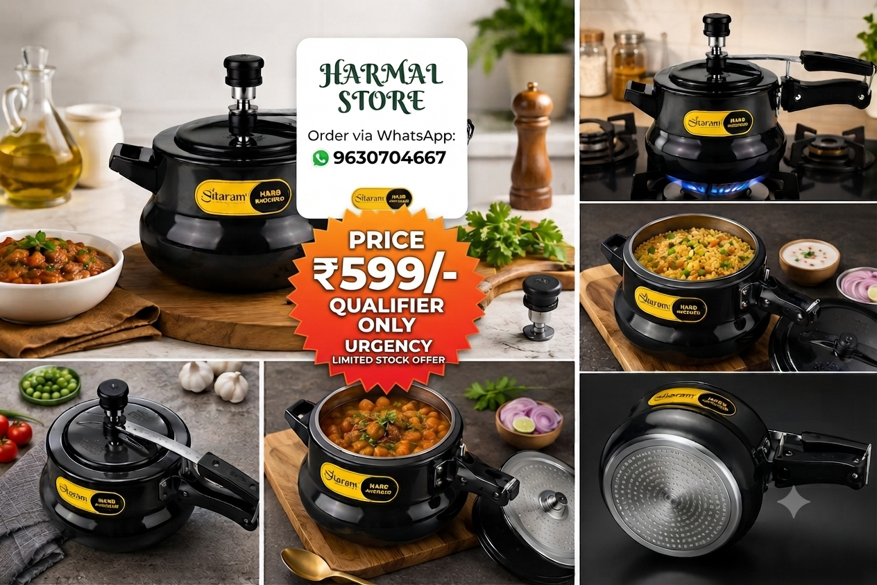 Sitaram Hard Anodised Pressure Cooker 3 Litre Handi | Aluminium Inner Lid Pressure Cooker | Induction & Gas Compatible