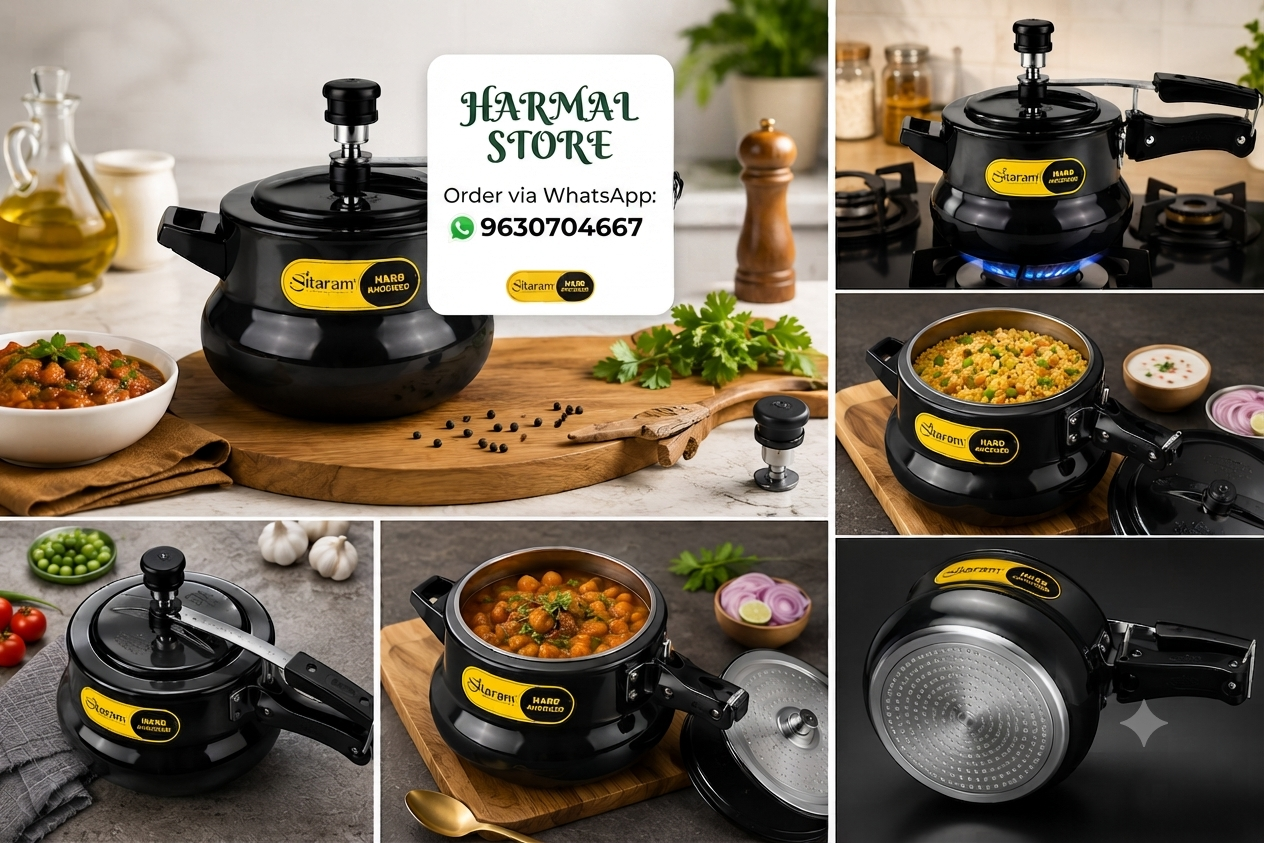 Sitaram Hard Anodised Pressure Cooker 3 Litre Handi | Aluminium Inner Lid Pressure Cooker | Induction & Gas Compatible