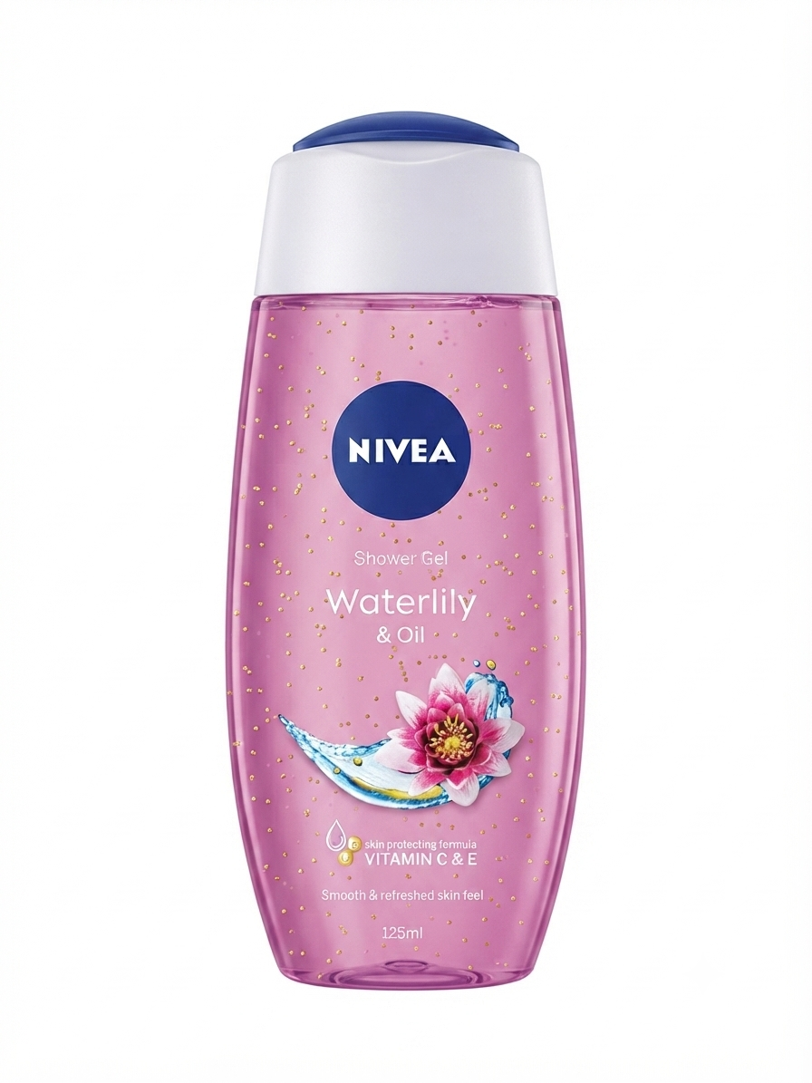 NIVEA Waterlily & Oil Shower Gel 125ml Vitamin C & E Body Wash | Refreshing Fragrance | pH Skin Neutral | Moisturizing Shower Gel for All Skin Types