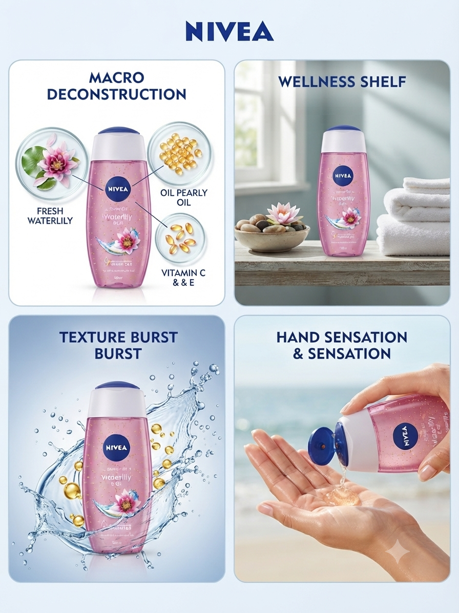 NIVEA Waterlily & Oil Shower Gel 125ml Vitamin C & E Body Wash | Refreshing Fragrance | pH Skin Neutral | Moisturizing Shower Gel for All Skin Types