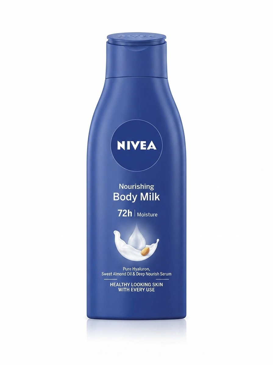 NIVEA Nourishing Body Milk 72h Moisture with Hyaluron & Sweet Almond Oil | Deep Moisturizing Body Lotion for Dry to Very Dry Skin | Rich & Creamy Formula | Dermatologically Tested