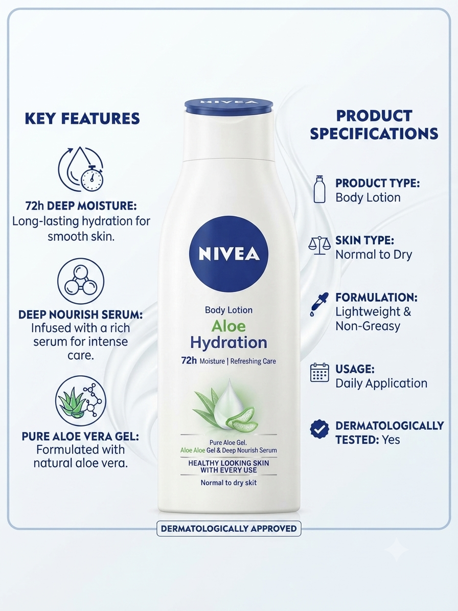 NIVEA Nourishing Body Milk 72h Moisture with Hyaluron & Sweet Almond Oil | Deep Moisturizing Body Lotion for Dry to Very Dry Skin | Rich & Creamy Formula | Dermatologically Tested