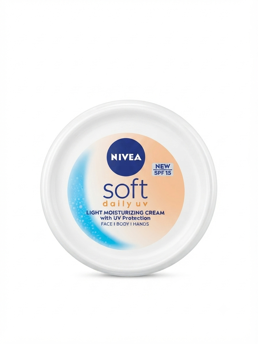NIVEA Soft Daily UV Light Moisturizing Cream with SPF 15 | Lightweight Non-Greasy Face, Body & Hand Cream | Daily Moisturizer with UV Protection | Smooth & Radiant Skin