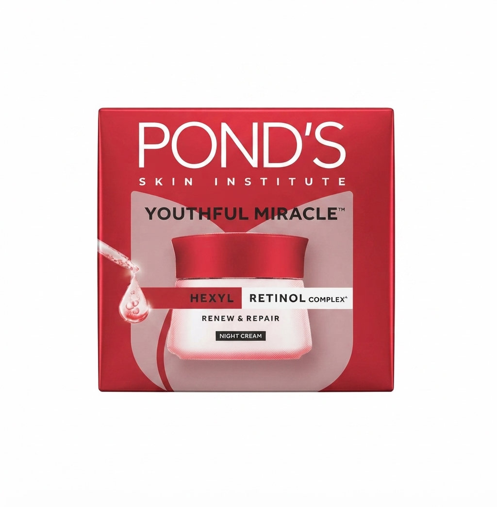 Pond's Skin Institute Youthful Miracle Night Cream | Hexylresorcinol & Retinol-C Complex | Deep Hydrating Anti-Aging Night Moisturizer for Face & Neck | 30g