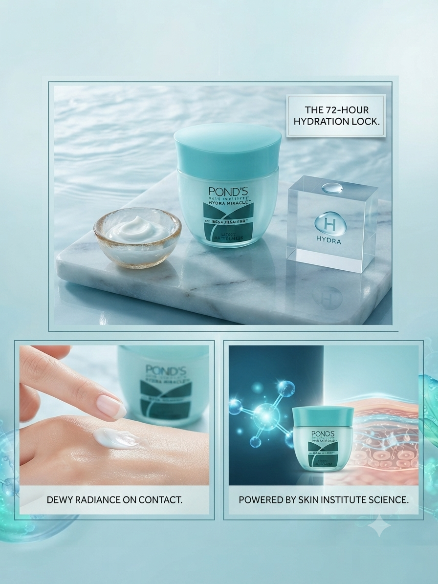 Pond's Skin Institute Hydra Miracle Light Moisturiser 50ml | Lightweight Face Moisturizer with Niacinamide, Hyaluronic Acid & Ceramides | Non-Greasy Hydration