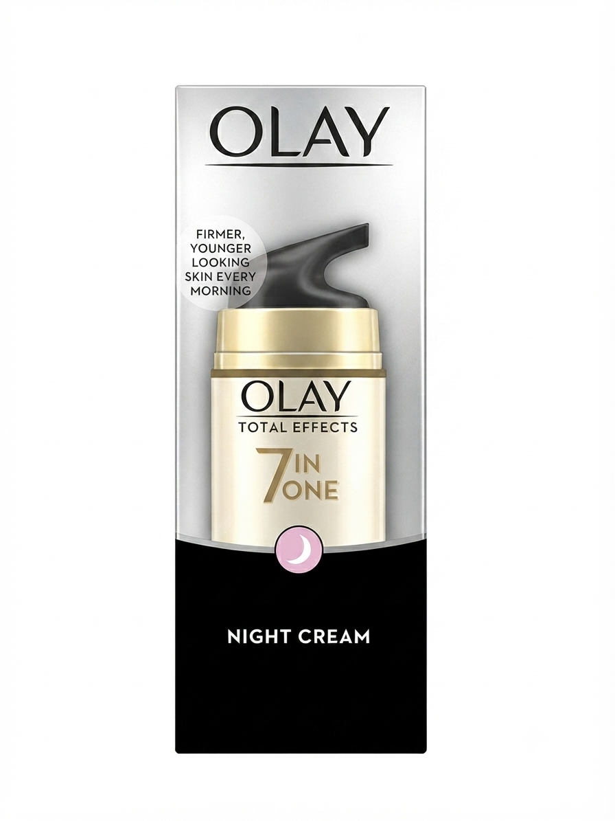 Olay Total Effects 7 in 1 Night Cream 50ml | Anti-Aging Night Moisturizer with Niacinamide, Vitamin E & Vitamin C | Helps Improve Fine Lines, Uneven Tone & Dryness | Non-Greasy