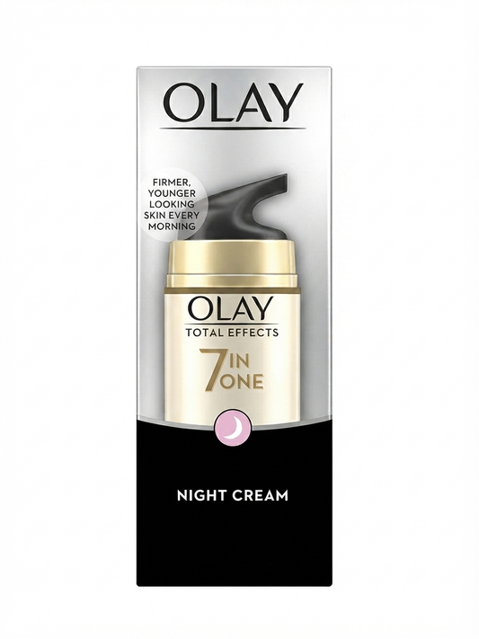 Olay Total Effects 7 in 1 Night Cream 50ml | Anti-Aging Night Moisturizer with Niacinamide, Vitamin E & Vitamin C | Helps Improve Fine Lines, Uneven Tone & Dryness | Non-Greasy