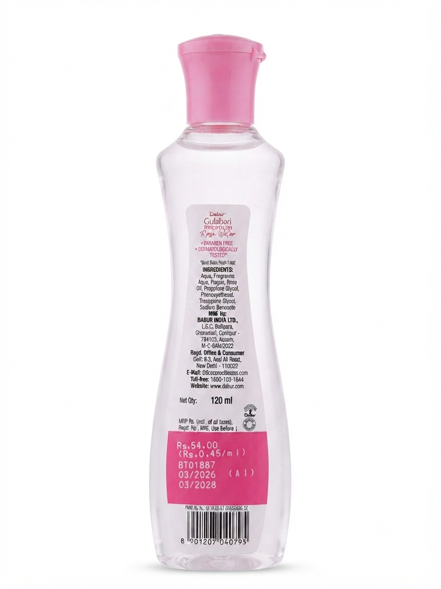 Dabur Gulabari Premium Rose Water | Rose Water Toner for Face | Refreshes & Hydrates Skin | Lightweight Non-Greasy Facial Toner | Suitable for All Skin Types