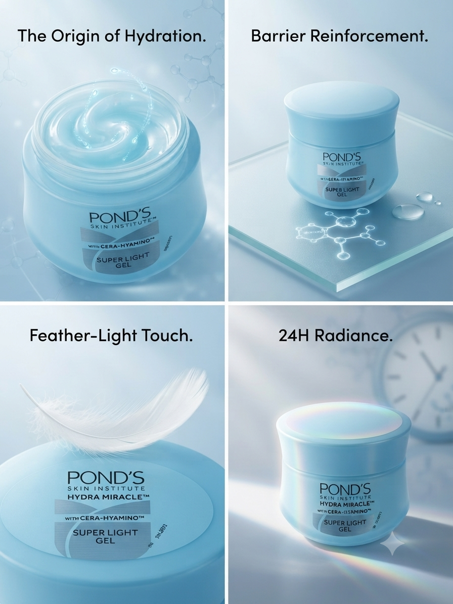 POND'S Hydra Miracle Super Light Gel Moisturizer | Lightweight Hydrating Face Gel with Cera-Hyamino Complex, Glycerin & Niacinamide | Non-Greasy