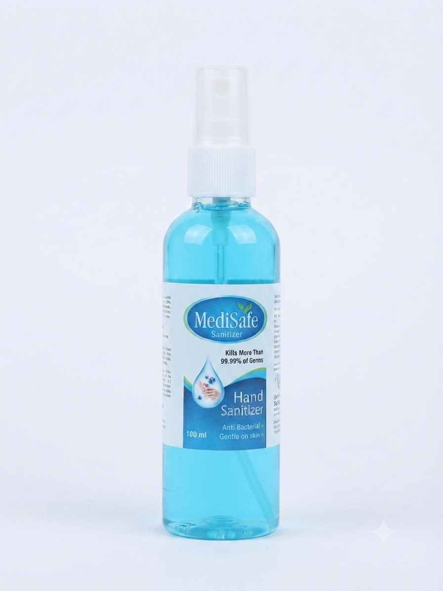 MediSafe Hand Sanitizer Spray 100ml | Alcohol-Based Hand Sanitizer | Antibacterial Hand Hygiene Spray | No-Water Hand Sanitizing Solution | Convenient Pump Bottle