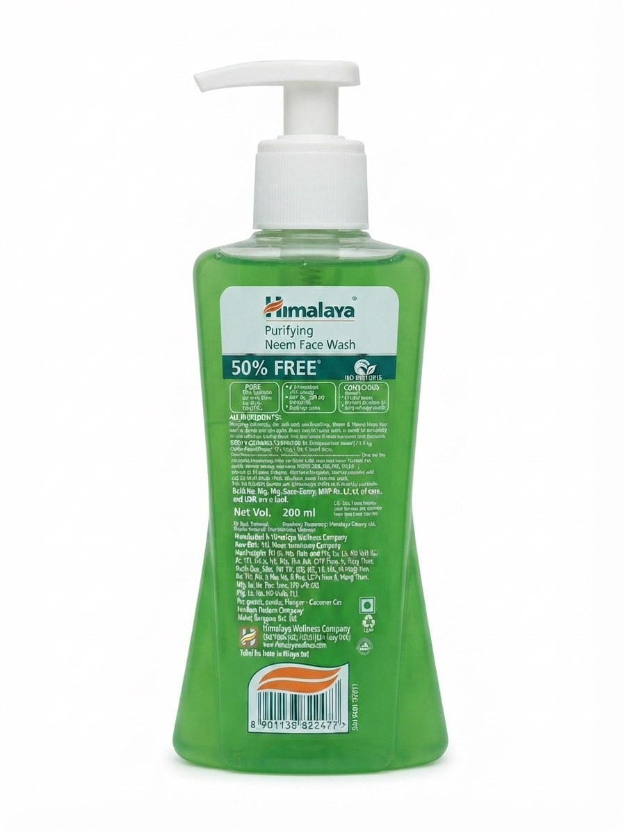 Himalaya Purifying Neem Face Wash 200ml | Neem & Turmeric Face Cleanser | Soap-Free Gel Face Wash | For Oily & Acne-Prone Skin | Daily Facial Cleanser