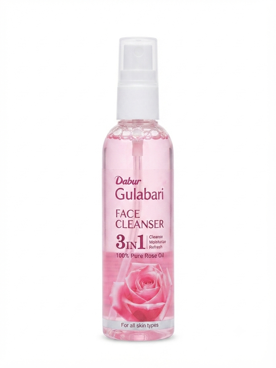 Dabur Gulabari 3-in-1 Face Cleanser | Rose-Based Facial Cleanser for Face & Neck | Lightweight Non-Greasy Formula | Daily Cleansing & Refreshing Skincare