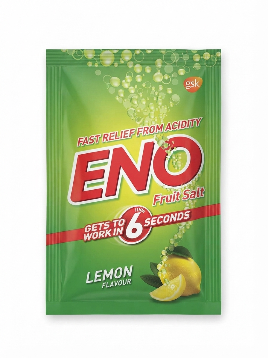 ENO Fruit Salt Antacid Powder, Lemon Flavour, Fast Relief from Acidity, Heartburn & Indigestion, Effervescent Powder for Oral Solution