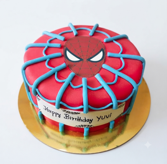 Spider-Man Theme Birthday Cake 2 Kg | Superhero Designer Celebration Cake | Custom Fondant Cake for Kids | Personalized Birthday Party Cake | Red & Blue Cake Decoration