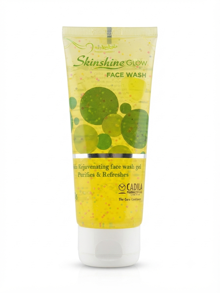 Skinshine Glow Face Wash Gel 150ml, Brightening & Deep Pore Cleansing Face Wash with Aloe Vera, Vitamin E & Green Tea Extract, Exfoliating Beads, Refreshing Non-Drying Formula, All Skin Types
