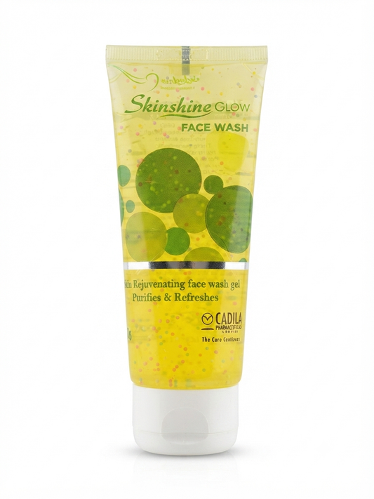 Skinshine Glow Face Wash Gel 150ml, Brightening & Deep Pore Cleansing Face Wash with Aloe Vera, Vitamin E & Green Tea Extract, Exfoliating Beads, Refreshing Non-Drying Formula, All Skin Types