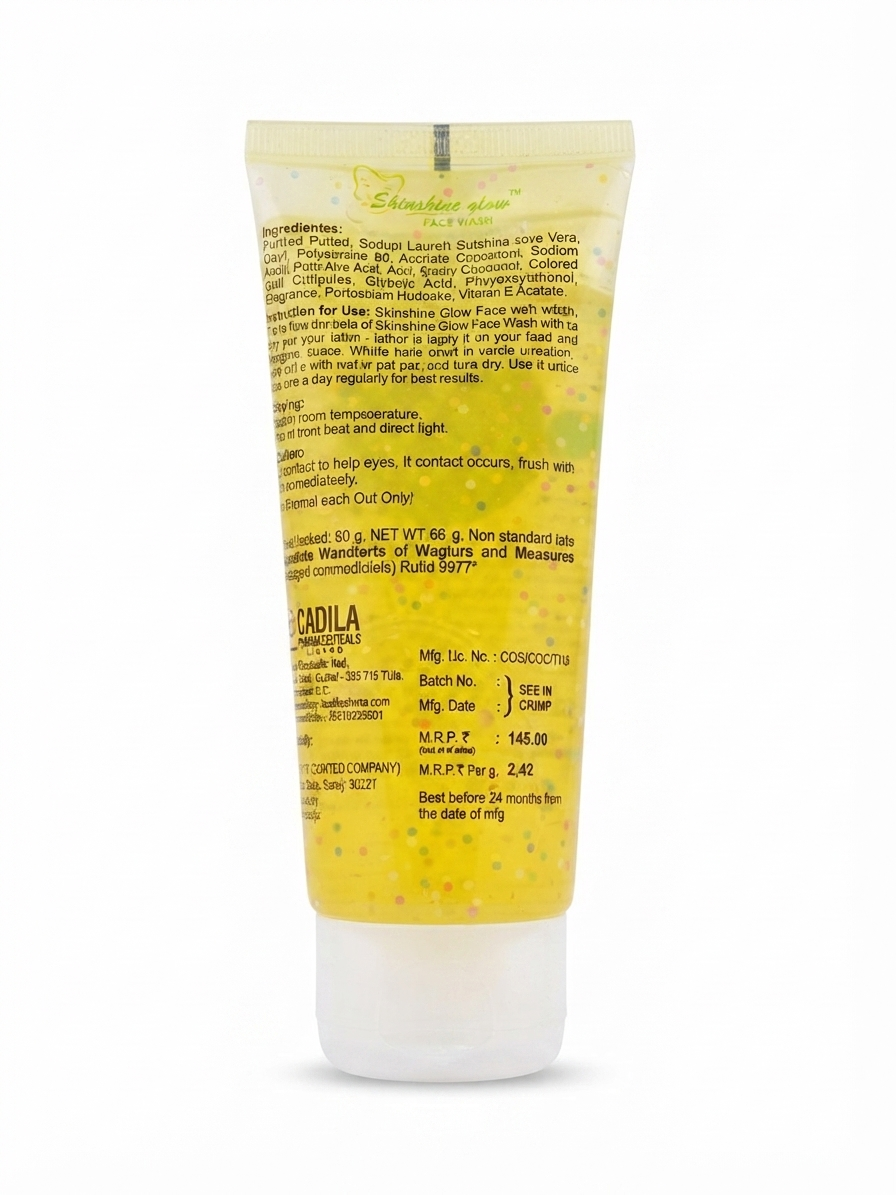 Skinshine Glow Face Wash Gel 150ml, Brightening & Deep Pore Cleansing Face Wash with Aloe Vera, Vitamin E & Green Tea Extract, Exfoliating Beads, Refreshing Non-Drying Formula, All Skin Types