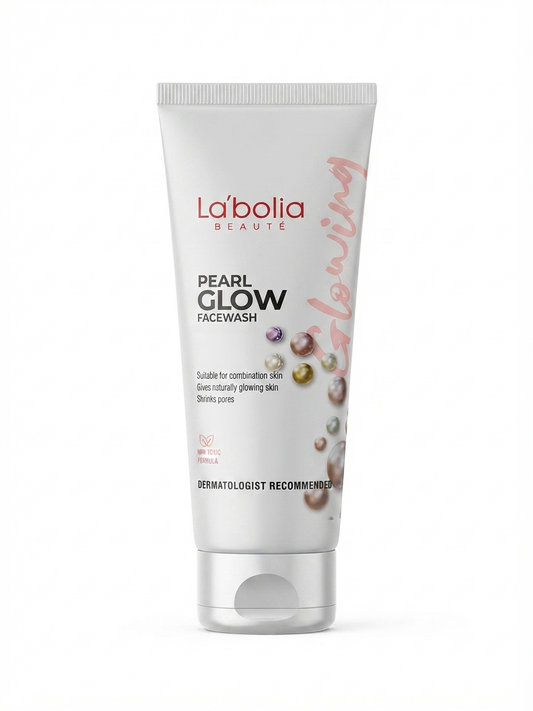 La’bolia Beauté Pearl Glow Facewash 100ml, Brightening & Deep Pore Cleansing Face Wash with Pearl Powder & Botanical Extracts, Creamy Gel Formula, For Dull & Combination Skin