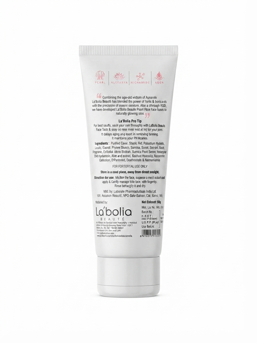 La’bolia Beauté Pearl Glow Facewash 100ml, Brightening & Deep Pore Cleansing Face Wash with Pearl Powder & Botanical Extracts, Creamy Gel Formula, For Dull & Combination Skin