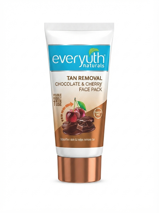 Everyuth Naturals Tan Removal Chocolate & Cherry Face Pack 50g, De-Tan & Deep Pore Cleansing Face Pack with Cherry & Cocoa Extracts, Skin Rejuvenating & Brightening Face Pack for All Skin Types
