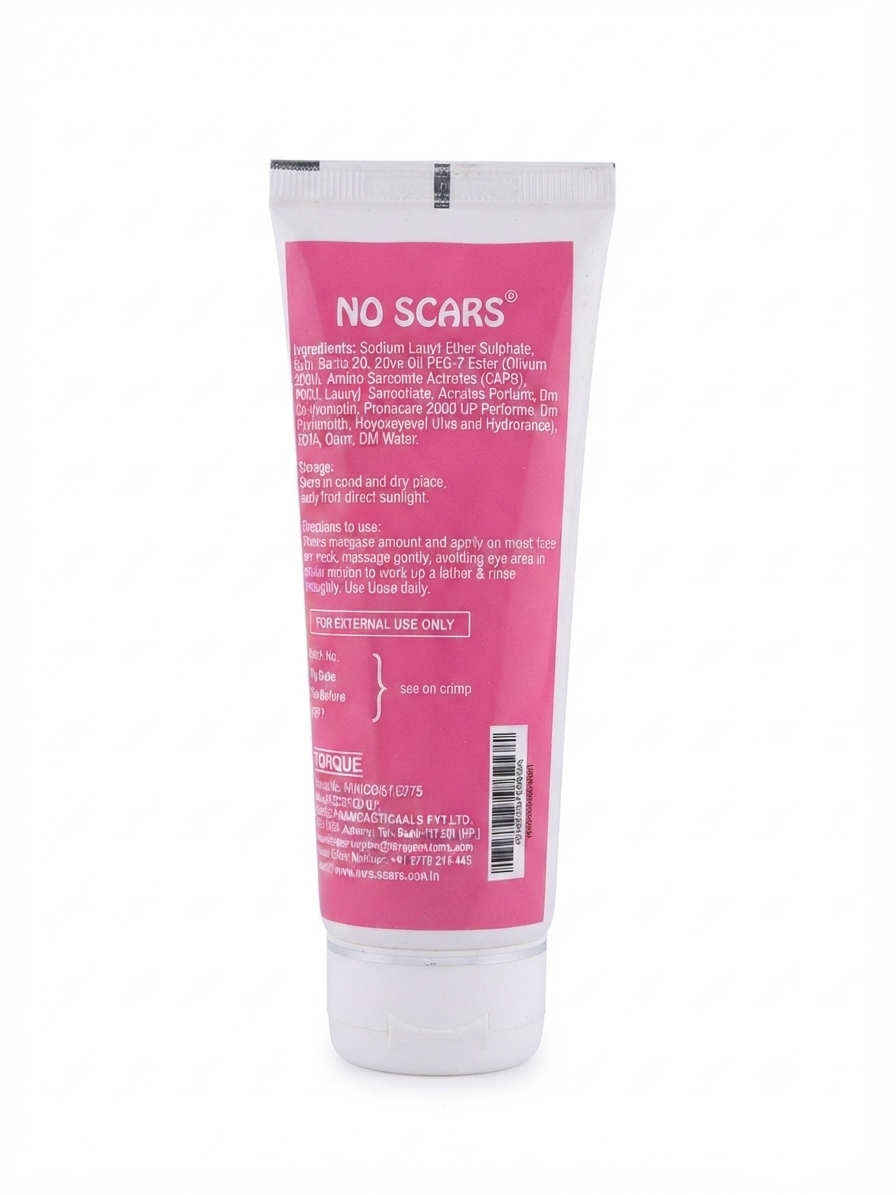 NO SCARS Cleansing Face Wash with Salicylic Acid & Aloe Vera, Deep Pore Cleansing & Blemish Control Face Cleanser for Acne-Prone, Oily & Combination Skin, 60 ml
