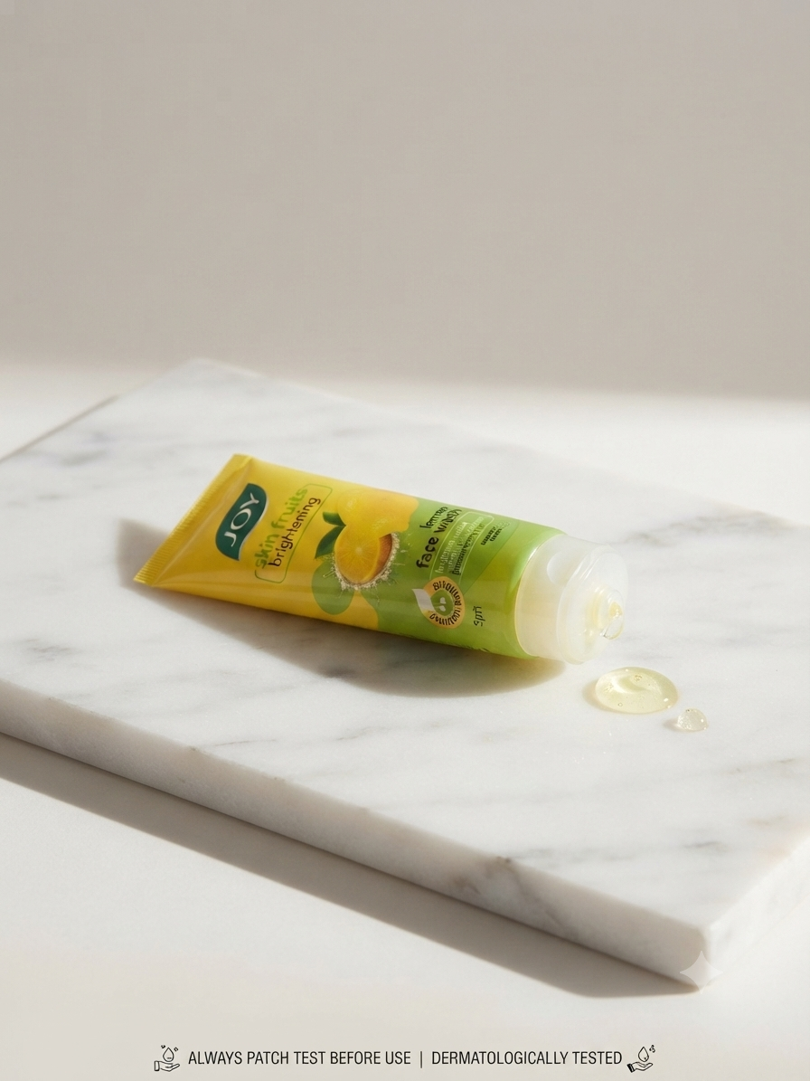 JOY Skin Fruits Brightening Lemon Face Wash with Active Fruit Boosters, Deep Cleansing & Oil Control Gel Cleanser for Normal to Oily Skin, 50ml