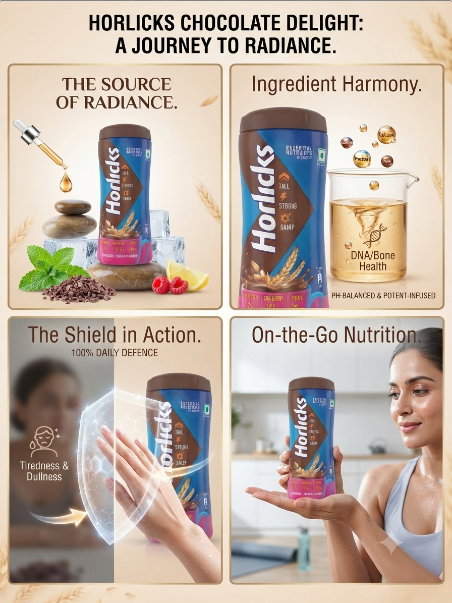 Horlicks Chocolate Delight Flavour Health & Nutrition Drink Powder, Malted Chocolate Beverage with Protein, Calcium, Iron, Vitamins & Minerals, 500g Jar