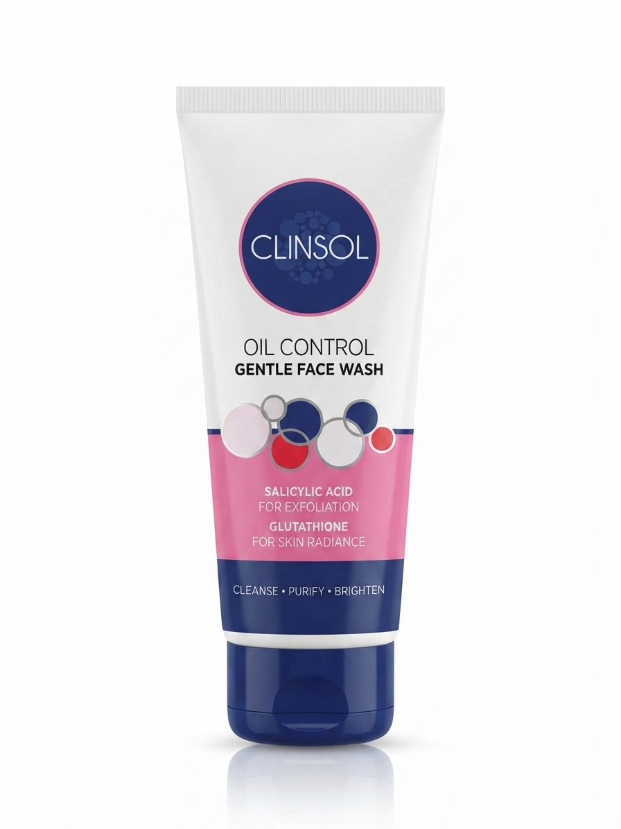 ClinSol Oil Control Gentle Face Wash with Salicylic Acid, Glutathione, Niacinamide & Allantoin, Deep Pore Cleansing, Sebum & Oil Control Face Wash for Oily, Acne-Prone & Combination Skin, 100ml
