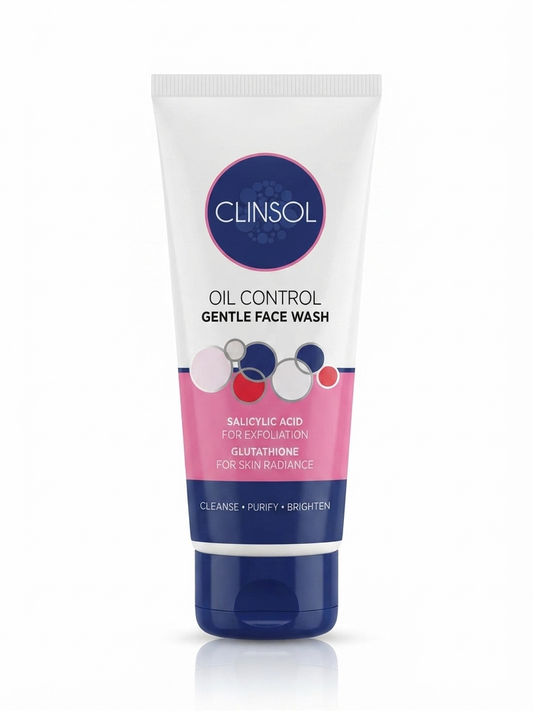 ClinSol Oil Control Gentle Face Wash with Salicylic Acid, Glutathione, Niacinamide & Allantoin, Deep Pore Cleansing, Sebum & Oil Control Face Wash for Oily, Acne-Prone & Combination Skin, 100ml