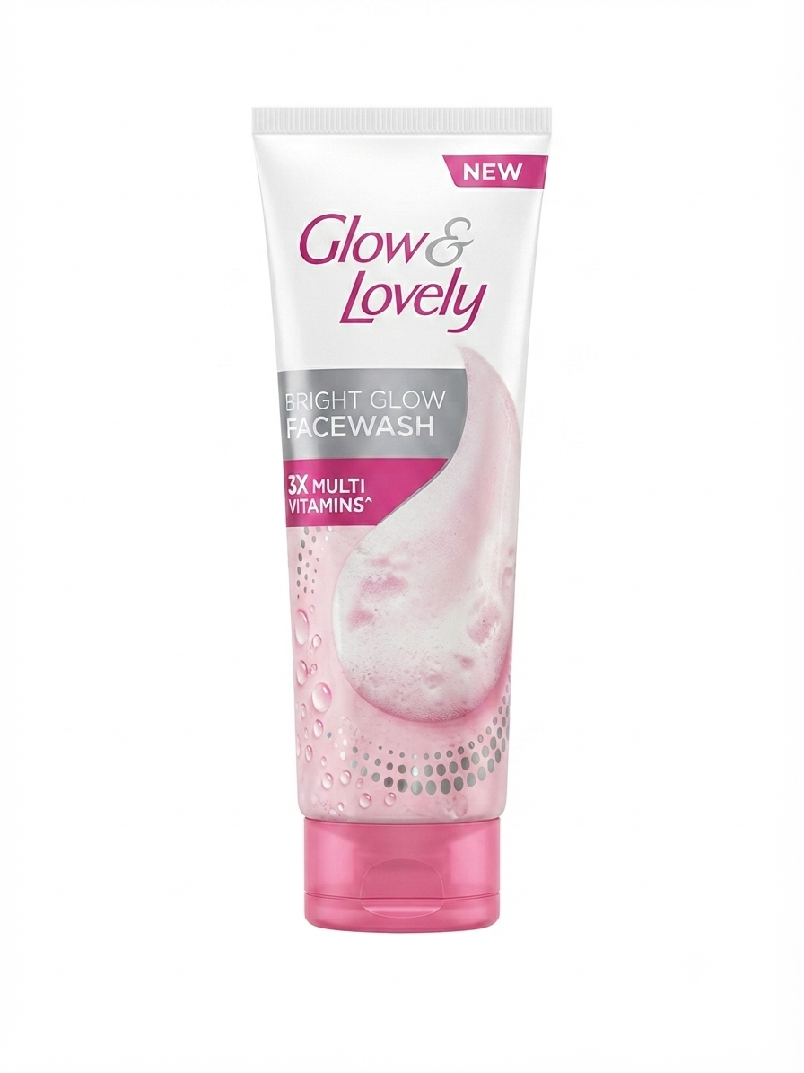 Glow & Lovely Bright Glow Face Wash with 3X Multi-Vitamins B3, C & E, Deep Cleansing Facial Cleanser for Radiant & Fresh Looking Skin, Suitable for All Skin Types, 50g
